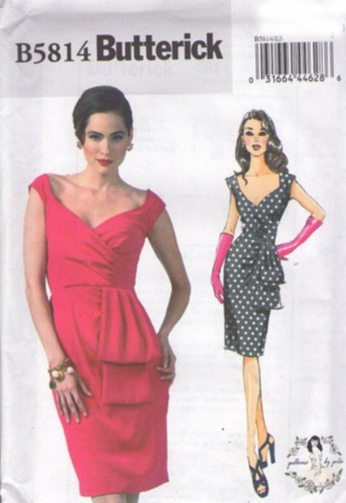 Butterick 5814 Retro 2012 Sewing Pattern Party Dress, Patterns by Gertie, 50s Style Double Swag DEEP Sweetheart Neckline Pinup Girl Cocktail Party Dress Size 6-14