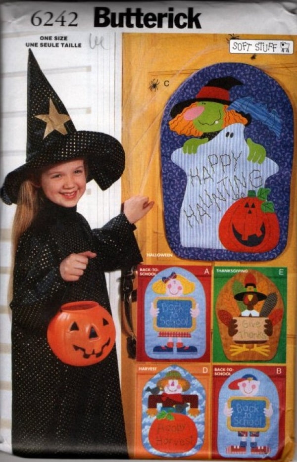 Butterick 6242 Retro 90's Sewing Pattern Halloween Door Hangings, School Teacher Room Décor, Holiday Designs OZ