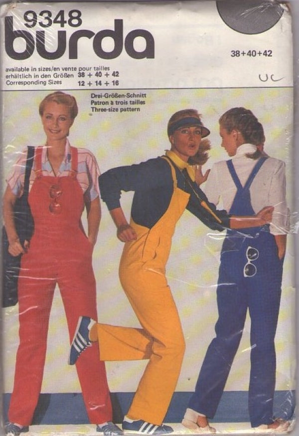 Burda 9348 Vintage 80's Sewing Pattern Hip Hop Overalls, Coveralls Set, New Wave, Buckle Straps Size 12-16