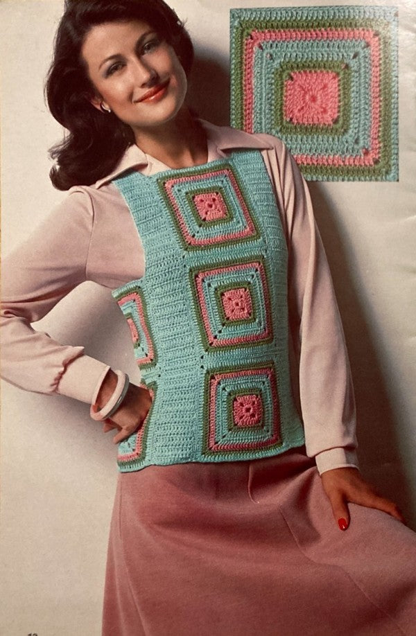 Coats & Clark's Book No 261 Vintage 70's Crochet Pattern Booklet, Granny Square Shawl, Jacket, Coat, Vest, Blanket, Halter Top MORE