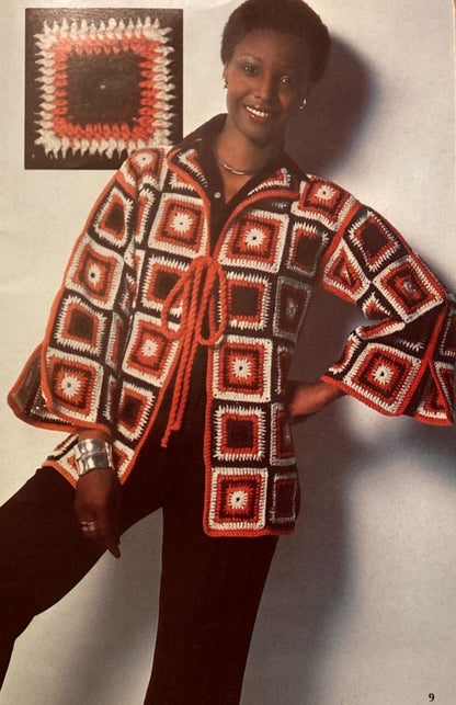 Coats & Clark's Book No 261 Vintage 70's Crochet Pattern Booklet, Granny Square Shawl, Jacket, Coat, Vest, Blanket, Halter Top MORE