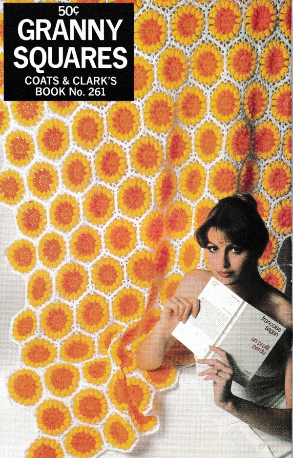 Coats & Clark's Book No 261 Vintage 70's Crochet Pattern Booklet, Granny Square Shawl, Jacket, Coat, Vest, Blanket, Halter Top MORE