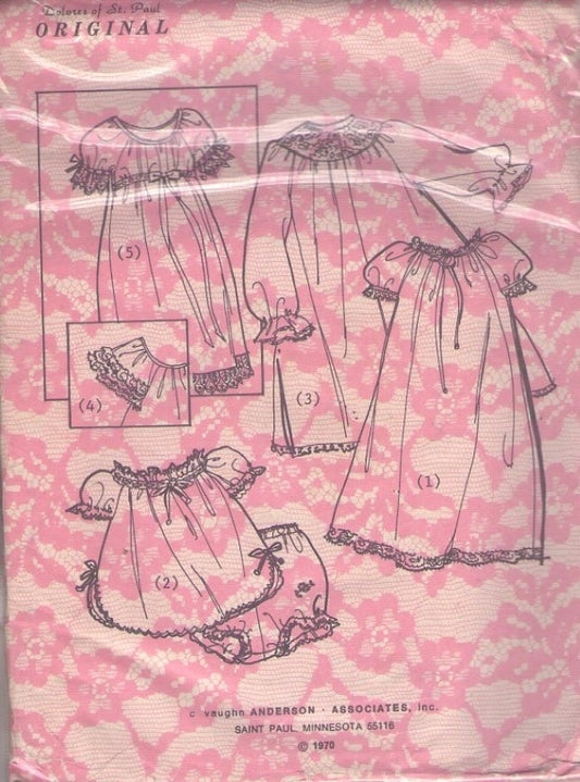 Dolores of St. Paul Original 7015 Vintage 70's Sewing Pattern Child's Peignoir Robe and Nightgown Set, Babydoll Gown, Bloomers Size 10