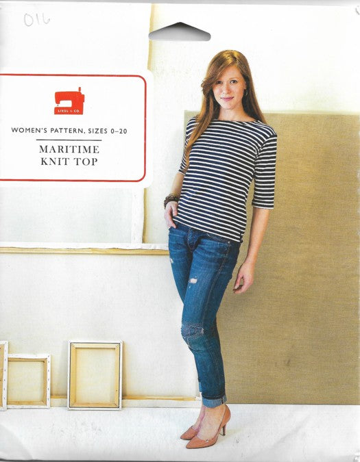 Liesl & Co 016 Retro 2015 Sewing Pattern Maritime Knit Top, Pullover Shirt, 2 Styles Size 0-20