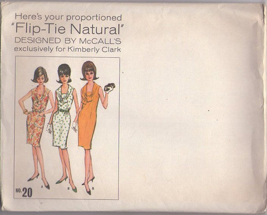 McCall's 20 Vintage 60's Sewing Pattern Slim Dress Set, Fitting Flip Tie Natural Sheath Dress, Proportioned to Fit Size M
