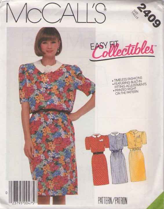 McCall's 2409 Vintage 80's Sewing Pattern Secretary Dress, Easy Fit Collectibles, Modest Office, Garden Party Dress Size 12
