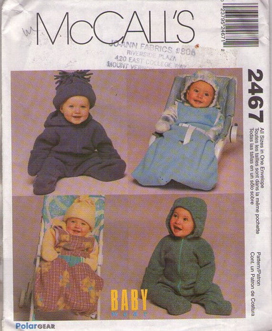 McCall's 2467 Retro 90's Sewing Pattern Buntings, Winter Wear Boys & Girls Cozy Bunting, Hooded Coat Jumpsuit, Blanket Wrap, Sac, Hats All Sizes