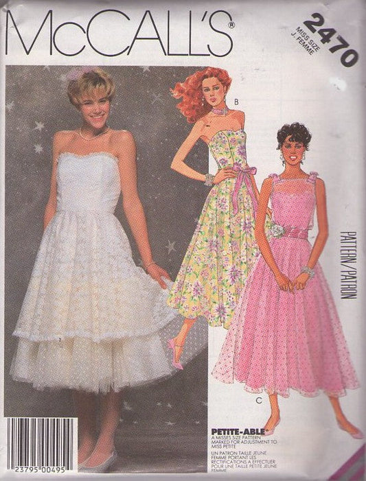 McCall's 2470 Vintage 80's Sewing Pattern Prom Dress, Rockabilly Cream Puff Gown, Strapless. Lace Overlay Party Dress So 50s! Size 10