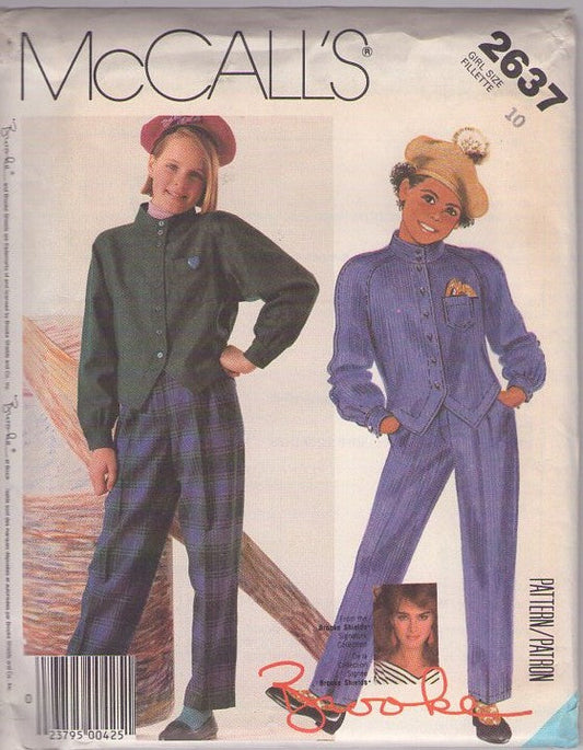 McCall's 2637 Vintage 80's Sewing Pattern Girls' Separates, Brooke Shields Signature Collection, Pointed Front Jacket Top, Pleated Slacks Size 10