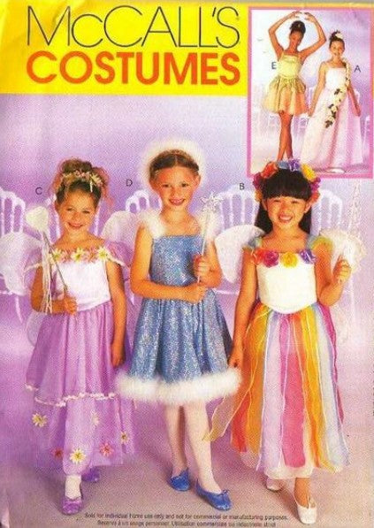 McCall's 2976 P212 Retro 2000 Sewing Pattern Dress Up Costumes, Ribbon Fairy Ballerina Dress, Ballet Costume & Wings Size 3-5