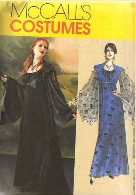 McCall's 4089 Retro 2003 Sewing Pattern Goth Costumes, Wicked Goth Wing Sleeves Witch Dress, Shaped Tiny Bolero Jacket Vest 10-16