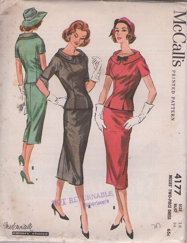 Bombshell Pattern McCall's 4177 Vintage 50's Sewing Pattern Bombshell Suit Dress, Rockab ...