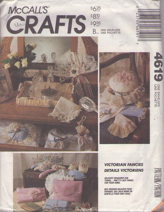 McCall's 4619 Vintage 80's Sewing Pattern Victorian Fancies, Travel Treasures, Parasol, Hanky, Lace Trinkets One Size