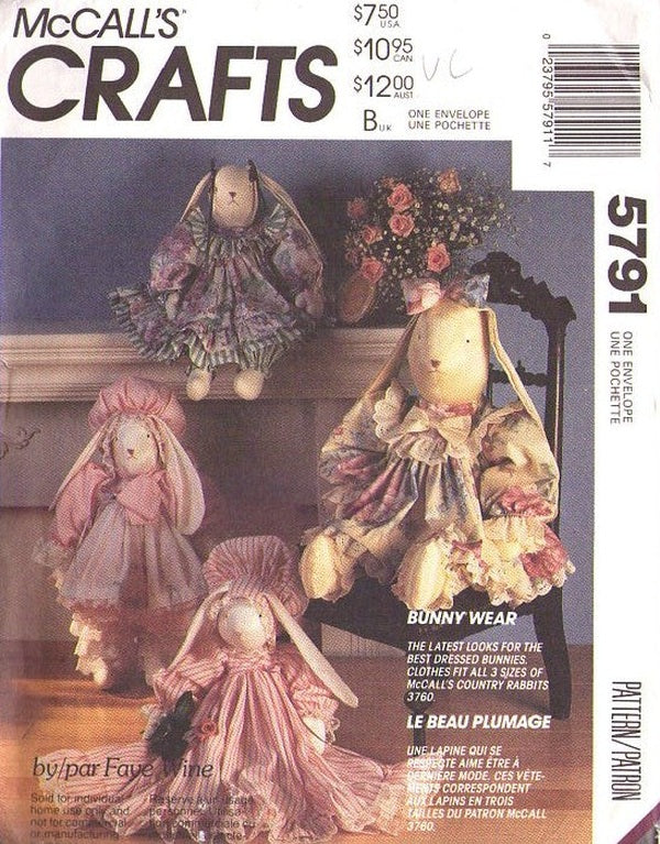 McCall's 739 Vintage 90's Sewing Pattern Bunny Wear by Faye Wine, Rabb ...