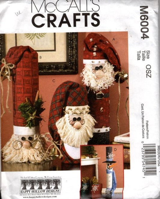 McCall's 6004 Retro 2009 Sewing Pattern Happy Hollow Designs, Christmas Holiday Santas, Snowman Door Greeter OZ