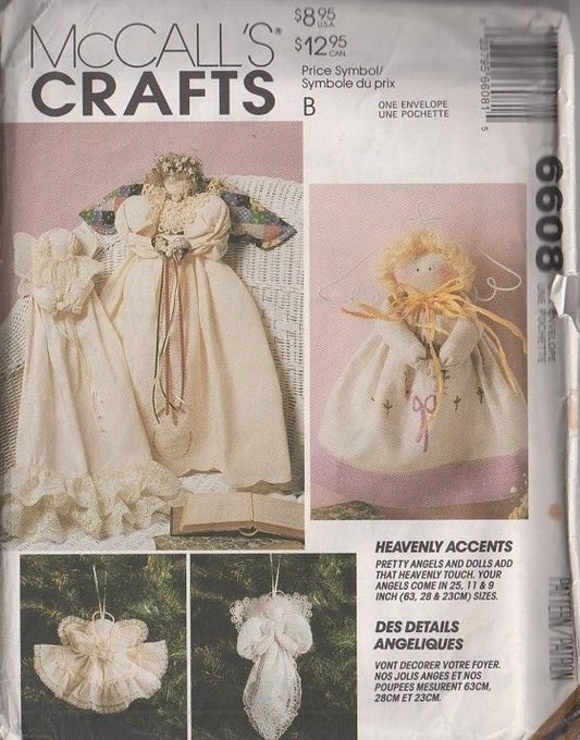 McCall's 6608 Vintage 90's Sewing Pattern Heavenly Accents, County Folk Art, Angel Bed Dolls, Tree Ornaments One Size