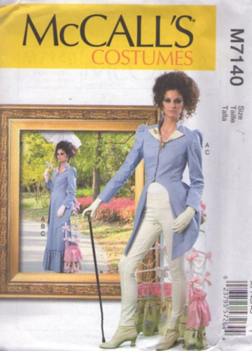 McCall's 7140 Retro 2015 Sewing Pattern Cosplay Costumes, Steam Punk Bustle Back Peplum Jacket, Tea Time Skirt, Hoop Skirt Petticoat Size 6-12