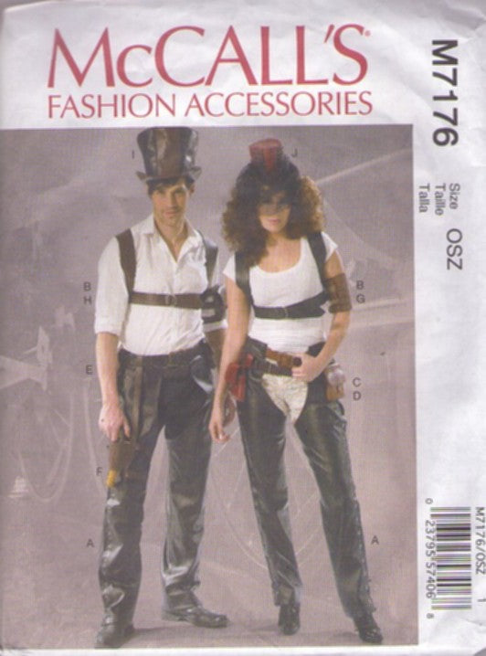 McCall's 7176 Retro 2015 Sewing Pattern Cosplay Costumes, Retro Steampunk Chaps Pants, Harness, Holster, Bands, Hats, Pouches MUST HAVE for Ren Faires One Size 8-22