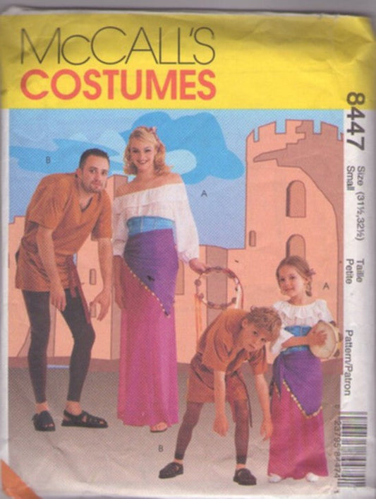 McCall's 8447 Retro 2017 Sewing Pattern Medieval Costumes, Broadway Play Hunchback of Notre Dame His & Hers Couples Costumes, Quasimodo and Esmeralda Gypsy Size Adult S
