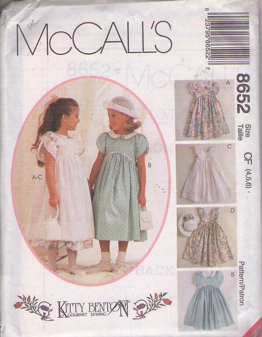 McCall's 8652 Retro 90's Sewing Pattern Girls' Fancy Dress, Kitty Benton Gourmet Sewing, Modest Dress, Cottagecore, Party & Summer Styles Size 4-6
