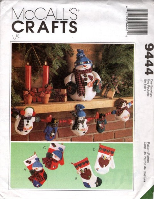 McCall's 9444 Retro 90's Sewing Pattern Frost Friends, Christmas Holiday Crafts, Snowman Decorations OZ