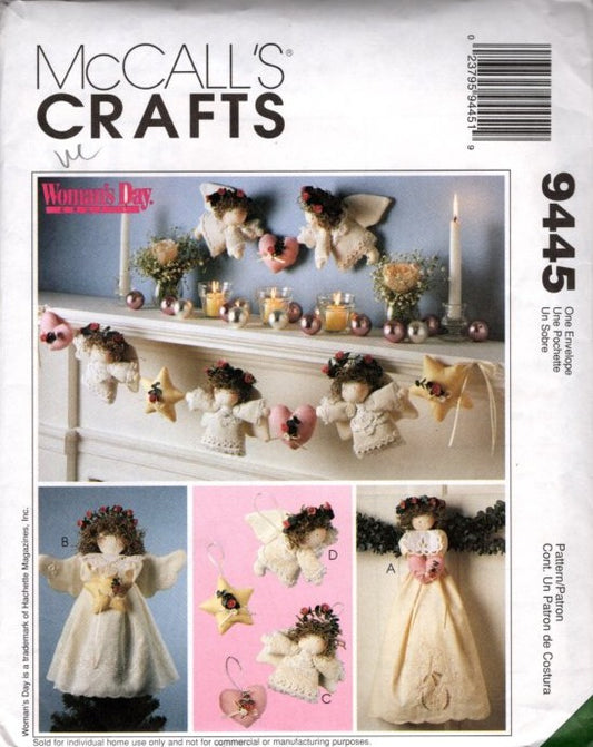 McCall's 9445 Retro 90's Sewing Pattern Christmas Holiday Crafts, Woman's Day Collection, Angel Dolls, Garland, Decor OZ