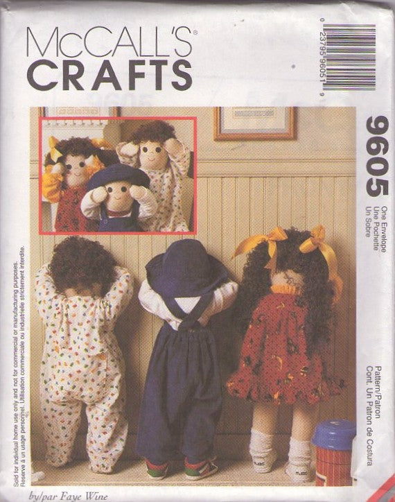 McCall's 9605 Retro 90's Sewing Pattern Time Out Dolls, Large Doll Set, Designs by Faye Wine OZ