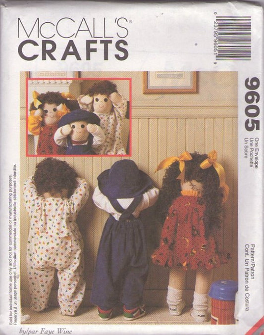 McCall's 9605 Retro 90's Sewing Pattern Time Out Dolls, Large Doll Set, Designs by Faye Wine OZ