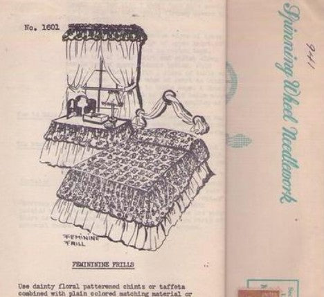 Mail Order 1601 Vintage 50's Sewing Pattern Home Crafts, Feminine Frills, Ruffled Flounces and Skirts, Skirting for Tables, Beds, Bedspread & Curtains Included