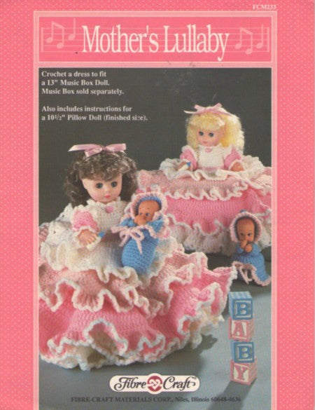 Fibre Craft FCM233 Vintage 90's Crochet Pattern Mother's Lullaby Music Box or Pillow Doll