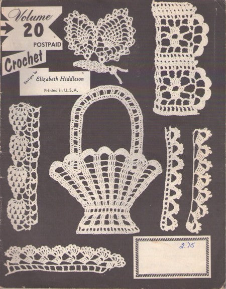Elizabeth Hiddleson Volume 20 Vintage 70's Sewing Pattern Cotton Thread Crochet Lacy Doily and Table Toppers Booklet