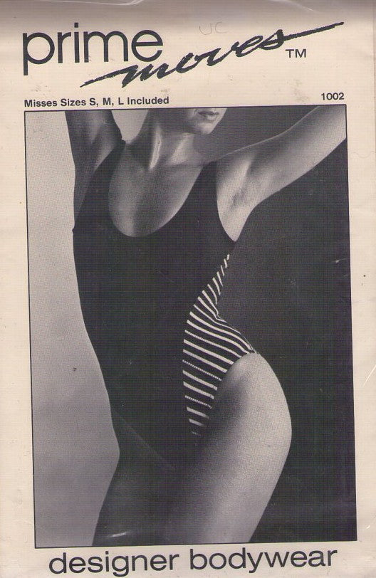 Prime Moves 1002 Vintage 80's Sewing Pattern Leotards, Designer Bodywear, Tank Dance or Work Out Leotard, Bodysuit with Side Inset Size S-L