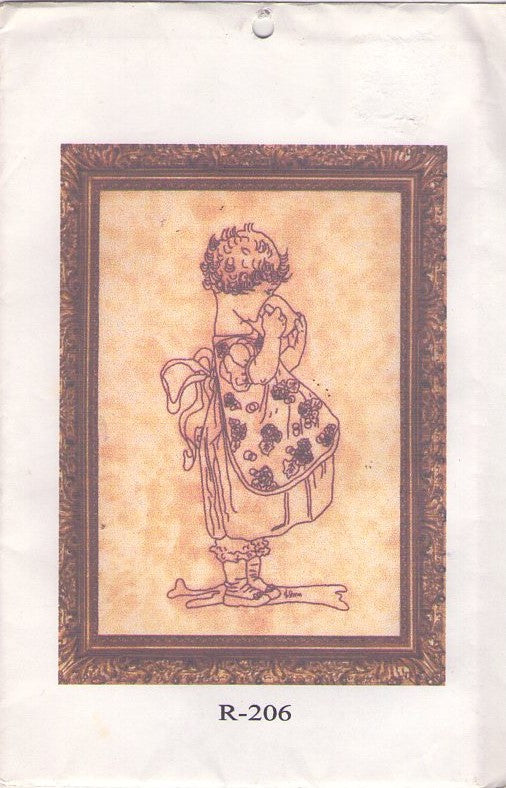 Lakadaisies R 206 Vintage 90's Sewing Pattern Crafts, Hand Did Art Redwork Embroidery Pattern Girl in Pinafore Apron