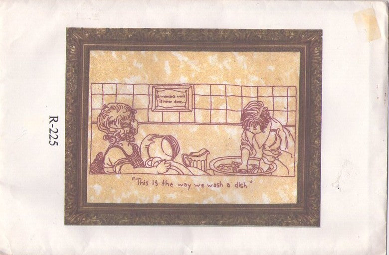 Lakadaisies R 225 Vintage 90's Sewing Pattern Crafts, Hand Did Folk Art Redwork Embroidery Pattern This Is The Way We Wash A Dish