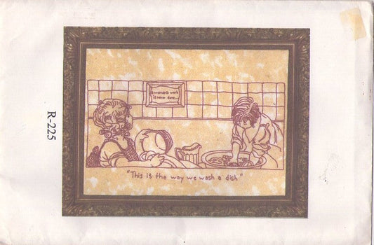 Lakadaisies R 225 Vintage 90's Sewing Pattern Crafts, Hand Did Folk Art Redwork Embroidery Pattern This Is The Way We Wash A Dish