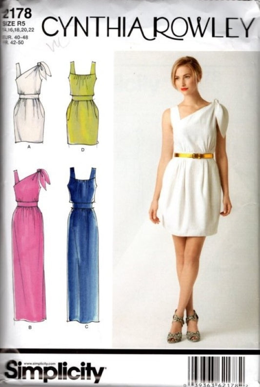 Simplicity 2178 Retro 2011 Sewing Pattern Cocktail Party Dress Set, 4 Styles, Grecian Goddess, Designer Cynthia Rowley Size 14-22