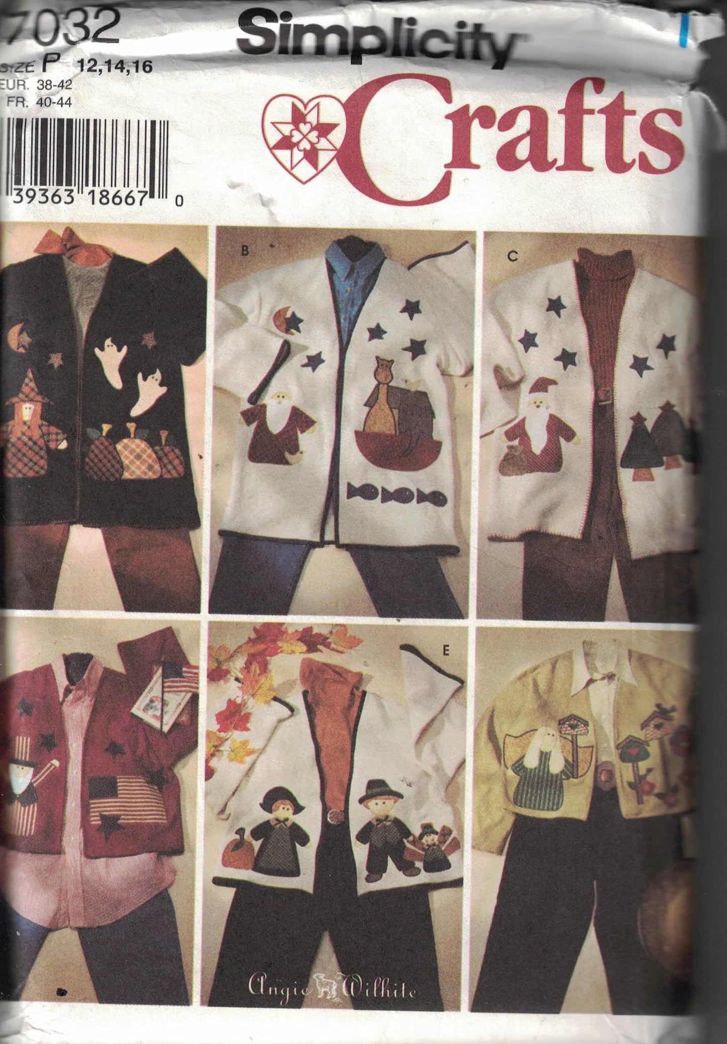 Simplicity 7032 Retro 90's Sewing Pattern Craft Jacket, School Teacher Theme Jacket Cover Up, Holiday Halloween, Christmas, Thanksgiving and More Size 12-16