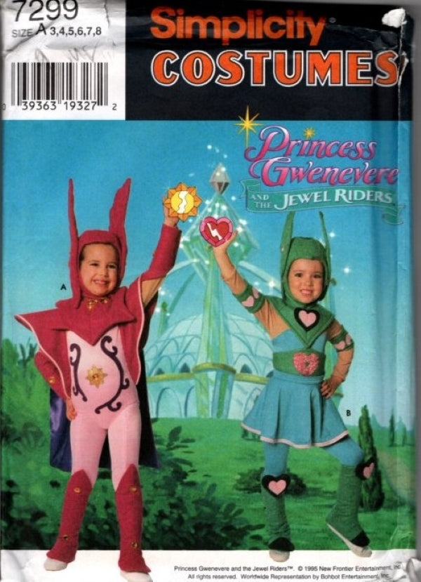 Simplicity 7299 Retro 90's Sewing Pattern Girls' Cosplay Costume, Princess Gwenevere of Avalon and the Jewel Riders Characters Size 3-8
