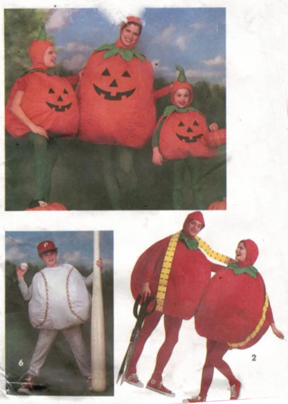Simplicity 7415 Vintage 90's Sewing Pattern Novelty Stuffed Ball, Food Costumes, Fruit, Tennis Ball, Chicken Humpty Dumpty Egg, Banana Split Ice Cream Scoops Size S-L