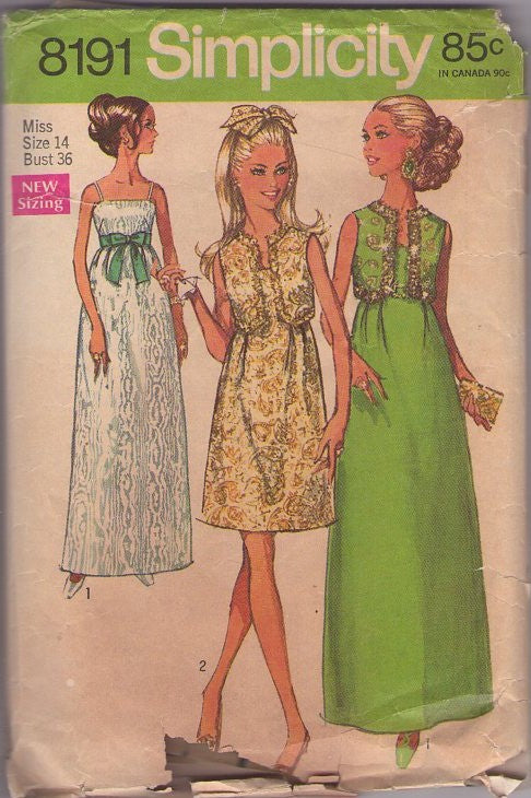 Simplicity 8191 Vintage 60's Sewing Pattern Mod Evening Gown & Jacket, Audrey at the Oscars, Red Carpet Long Floor Length Evening Gown, Cocktail Party Spaghetti Straps Dress & Cropped Bolero Jacket Size 14