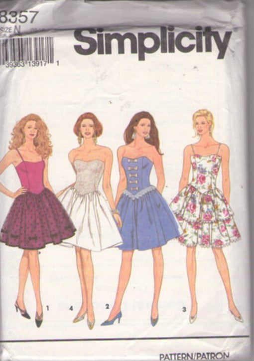 Simplicity 8357 Vintage 90's Sewing Pattern New Wave Prom Dress, 80s Look, Prom, Summer Formal Party Gowns, Size 10-14