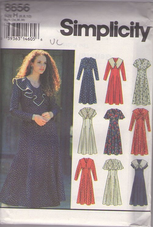 Simplicity 8656 Vintage 90's Sewing Pattern Modest Day Dress, Empire Waist, Cottagecore, Prairie Styles Size 6-10
