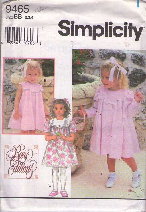 Simplicity 9465 Vintage 90's Sewing Pattern Girl's Dress, Coat Ensemble, Rare Editions Easter Garden Party, Cottagecore Outfit Size 2-4
