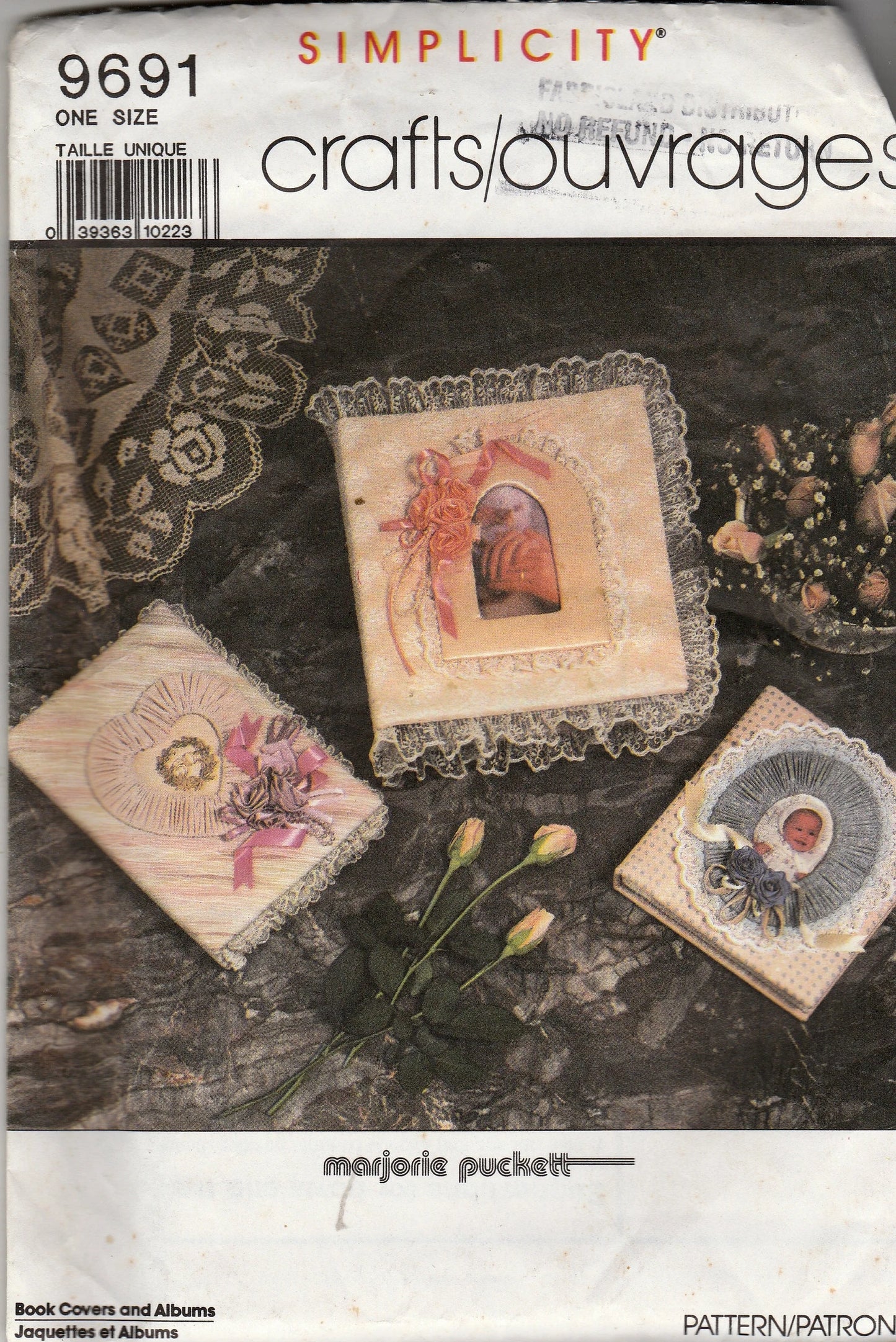 Simplicity 9691 Vintage 80's Sewing Pattern Book Crafts, Marjorie Puckett Designs Fabric Covered Book, Photo Albums, Journals