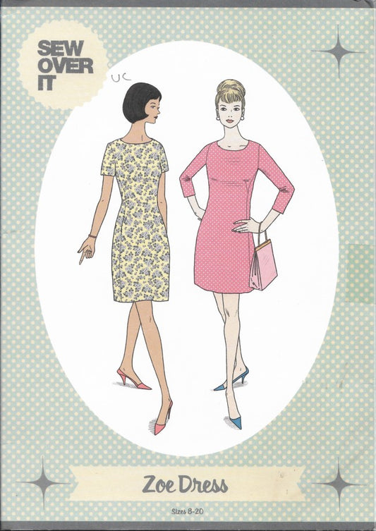 Sew Over It Retro 2017 Sewing Pattern Zoe Dress, 2 Chic, Princess Seams Styles Size 8-20