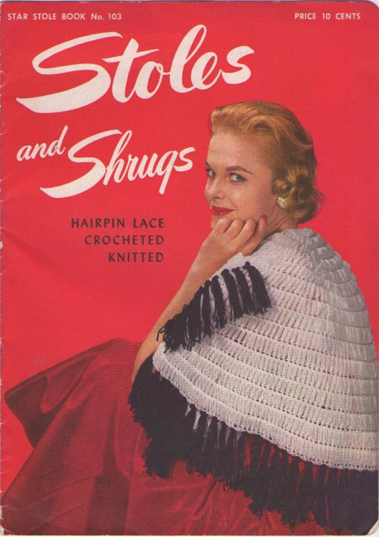 Star Stoles Book 103 Vintage 50's Sewing Pattern Stoles, Shrugs Hairpin Lace, Crochet, Knit Coverups Rockabilly Mrs. Midge Maisel