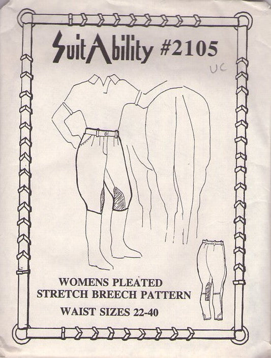 SuitAbility 2105 Vintage 90's Sewing Pattern Equestrian Pants, Stretch Breech, Breeches, Horse Riding Stretch Pant Size 22-40 S-XL