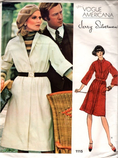 Vogue 1115 Vintage 70's Sewing Pattern Americana Designer Jerry Silverman Dress, Snap Band, 2 Styles Size 12